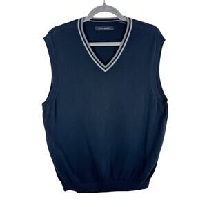 John Henry Black 100% Cotton Tight Knit Lightweight Pullover Sweater Vest Size L